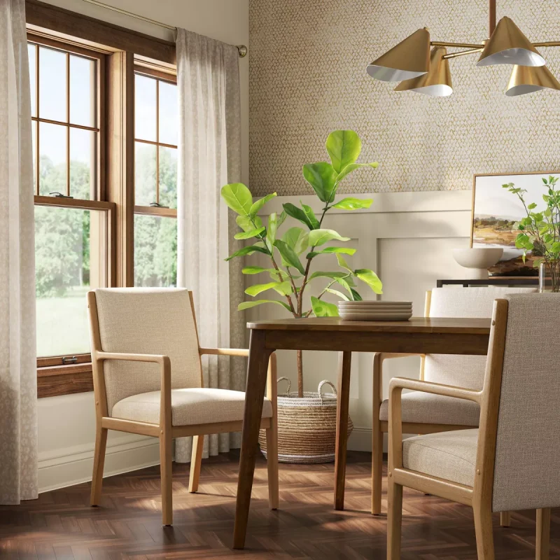 Esters Wood Arm Dining Chair Cream/Natural Wood