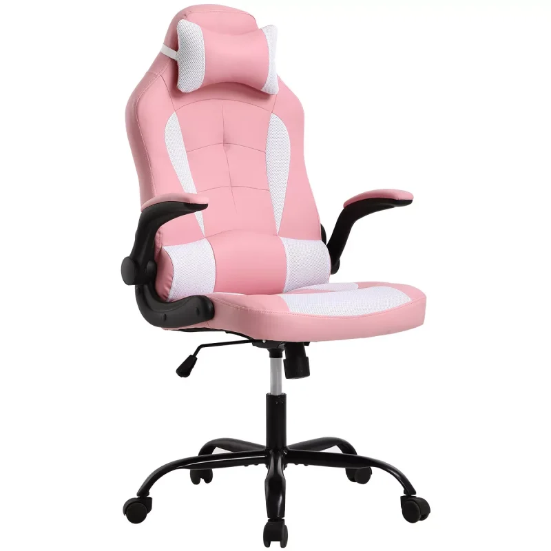 Gaming Chair Office Chair Computer Desk Chair with Lumbar Support and Adjustable Headrest and PU Leather Gamer Chair for Adults