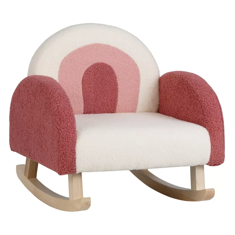 Kids Rocking Chair Children Armchair Velvet Upholstered Sofa w/ Solid Wood Legs Red